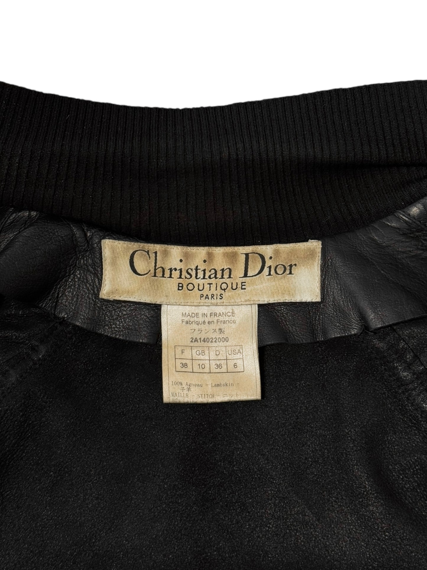 DIOR FW2002 BLACK LEATHER LACE-UP JACKET