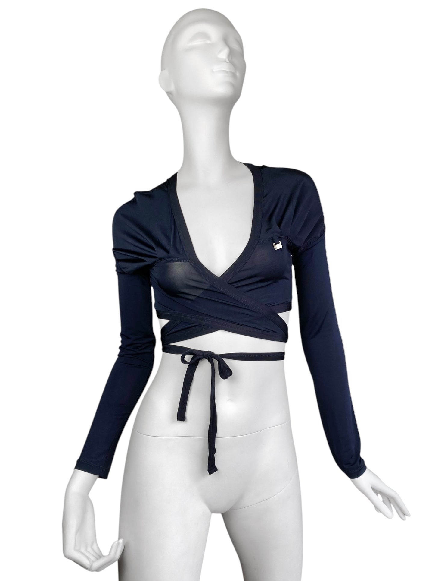 MOTIVI 2000s NAVY BLUE WRAP TOP