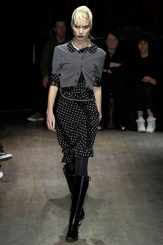 JUNYA WATANABE FW2007 BLACK POLKA DOT TWISTED MIDI DRESS