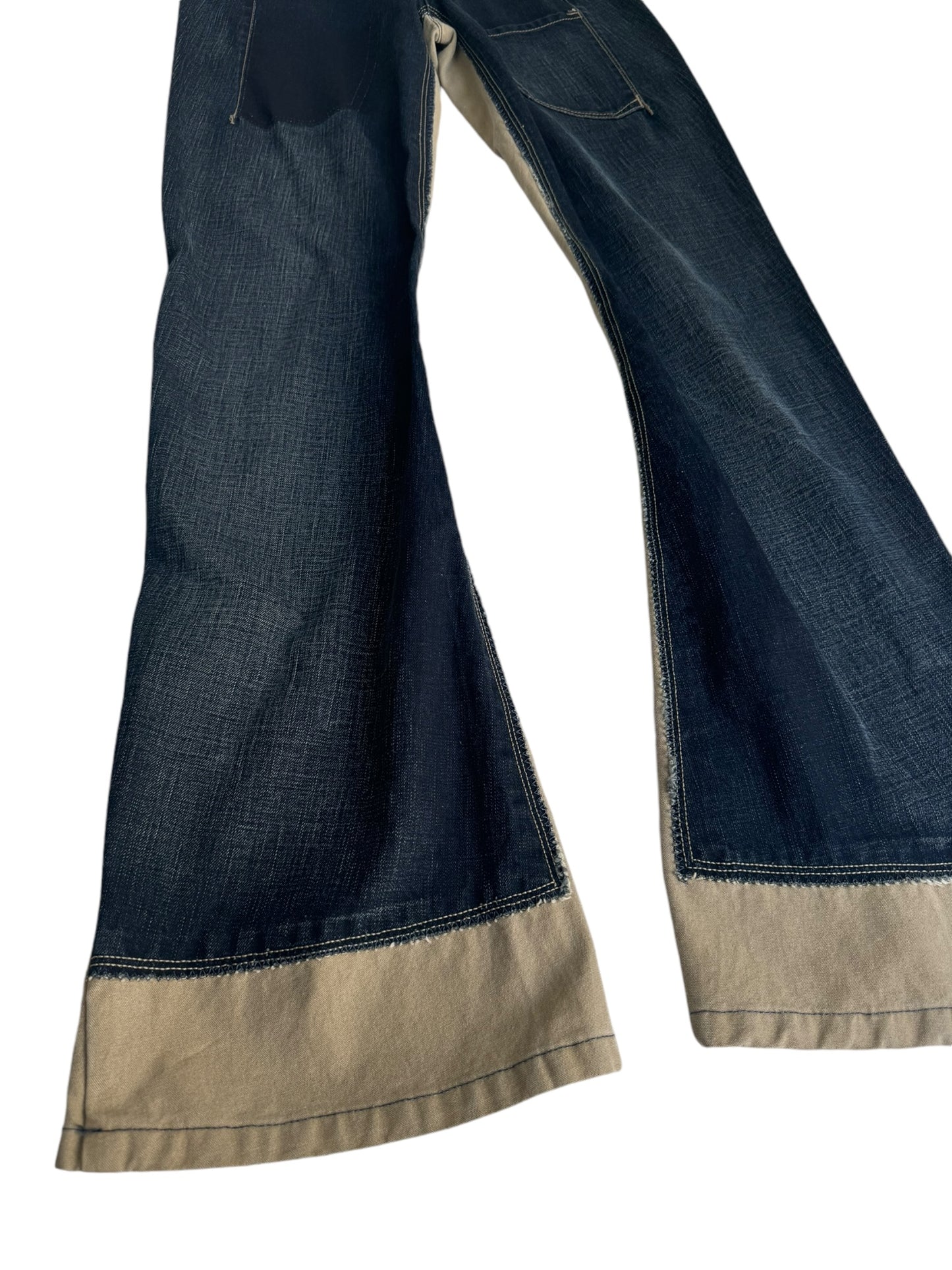 MARITHÉ FRANÇOIS GIRBAUD 2000s NAVY & CREAM BOOTCUT JEANS