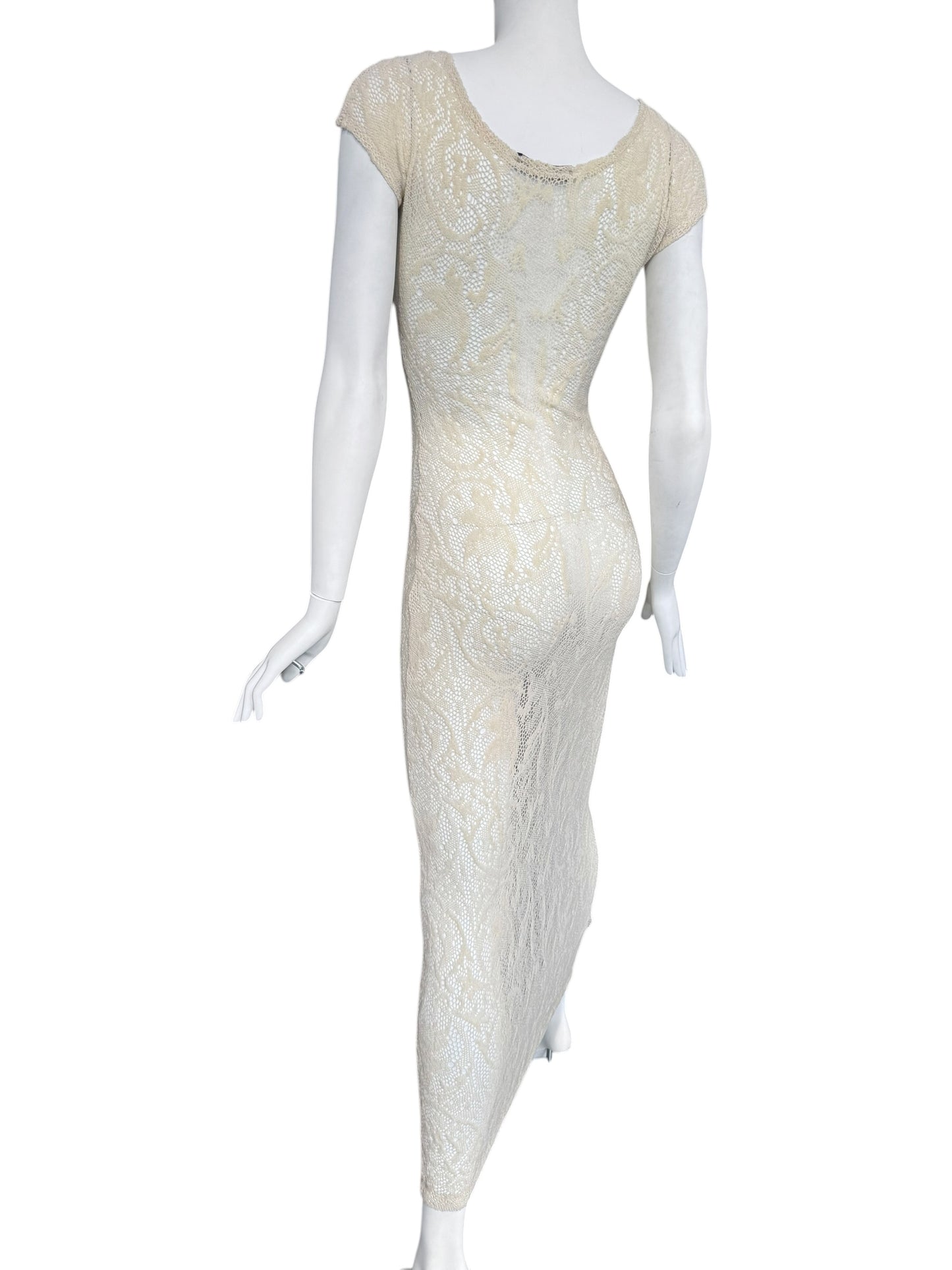 PLEIN SUD SS1993 CREAM WOOL LACE MAXI DRESS
