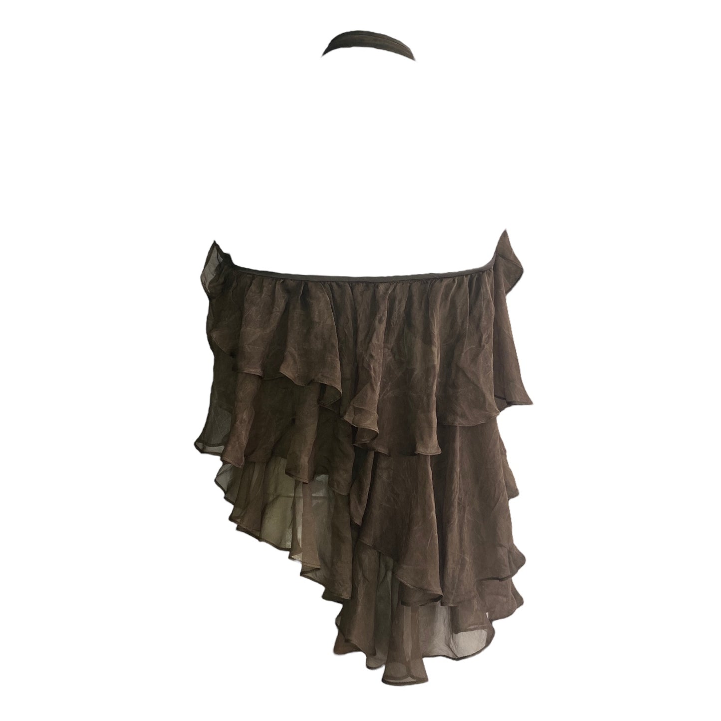 PLEIN SUD SS2009 BROWN SILK RUFFLES BACKLESS TOP