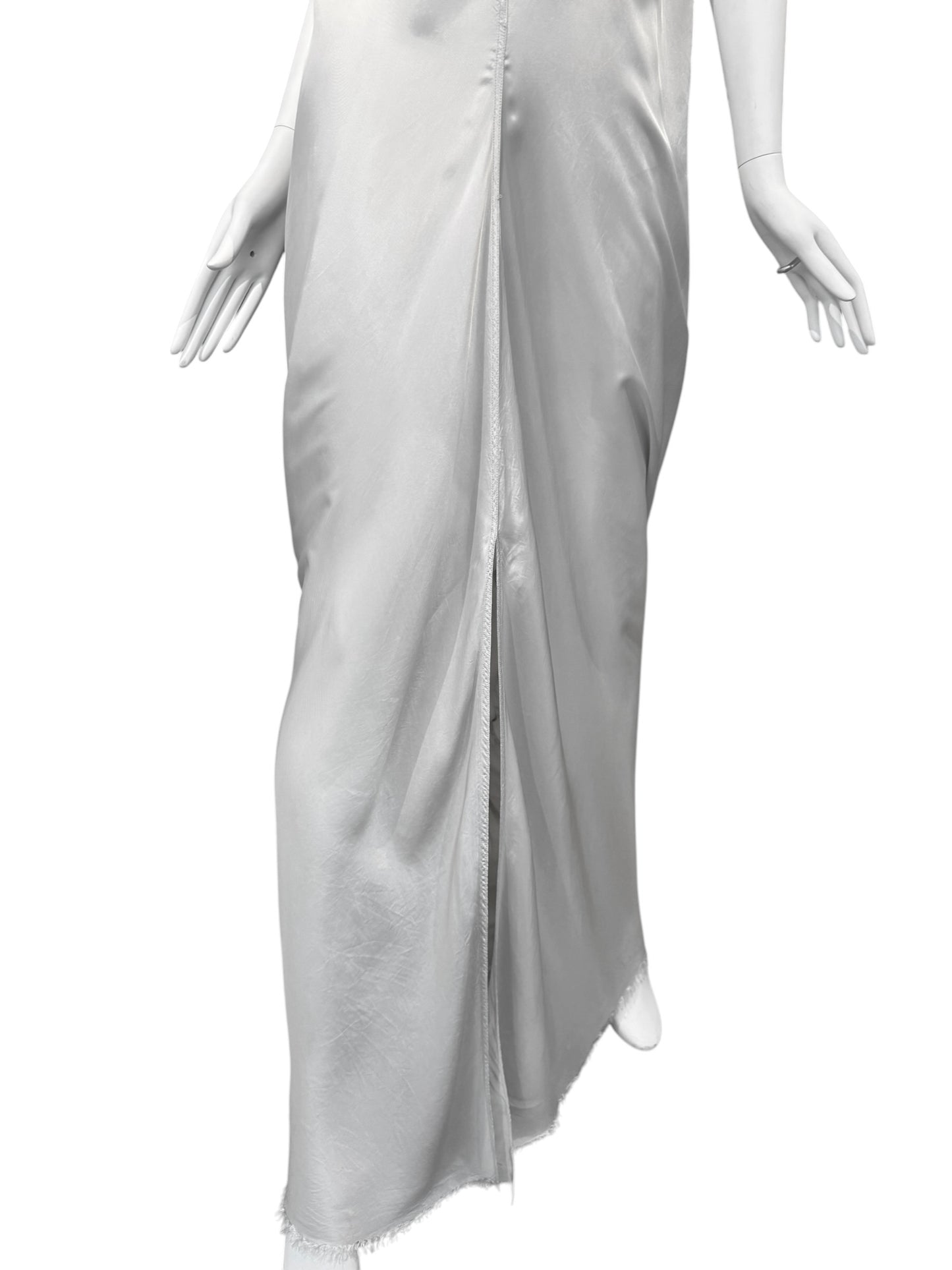 RICK OWENS SS2020 «TECUATL» PEARL GREY DRAPED MAXI DRESS