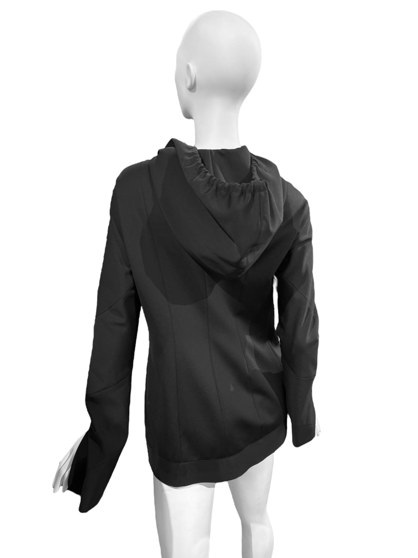 ILARIA NISTRI 2010s BLACK ASYMMETRICAL HOODED JACKET
