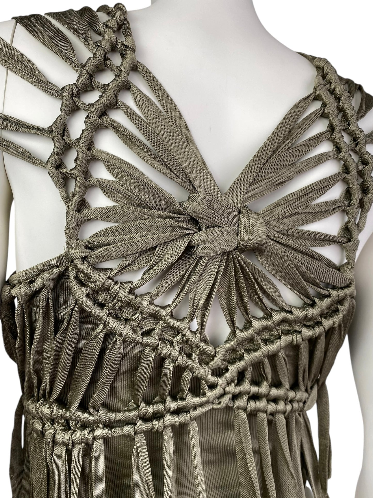 DIOR SS2003 BY GALLIANO KHAKI KNOTTED TOP