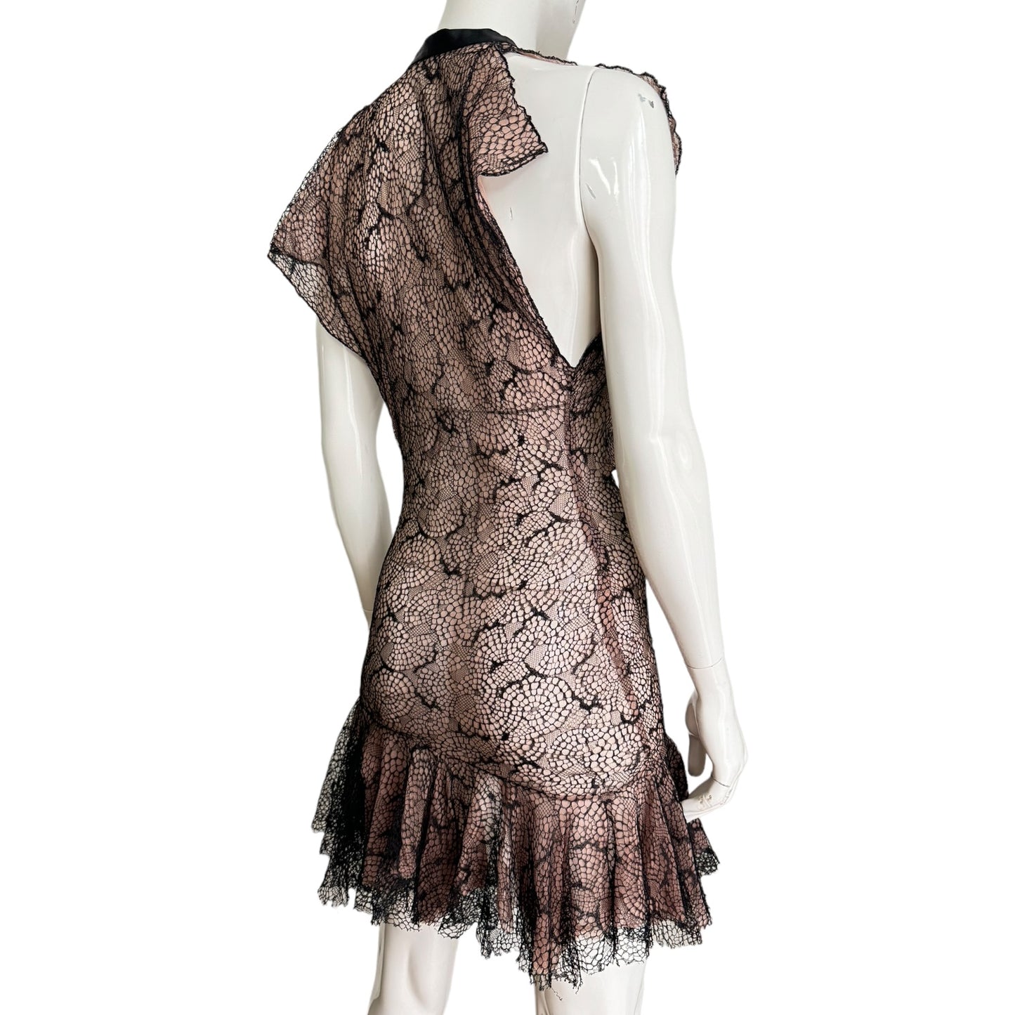 FAYÇAL AMOR SS2003 TULLE & LACE LARGE NECKLINE MINI DRESS (+ MATCHING BRA)