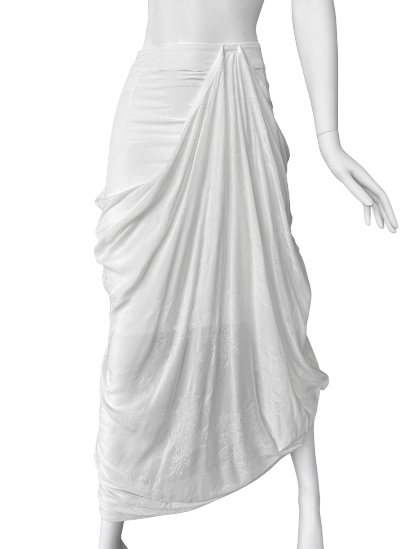 MARC LE BIHAN 2020s WHITE DRAPED MAXI SKIRT