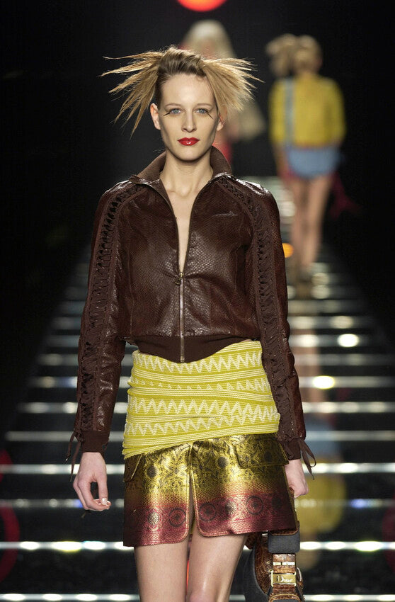 DIOR FW2002 BLACK LEATHER LACE-UP JACKET