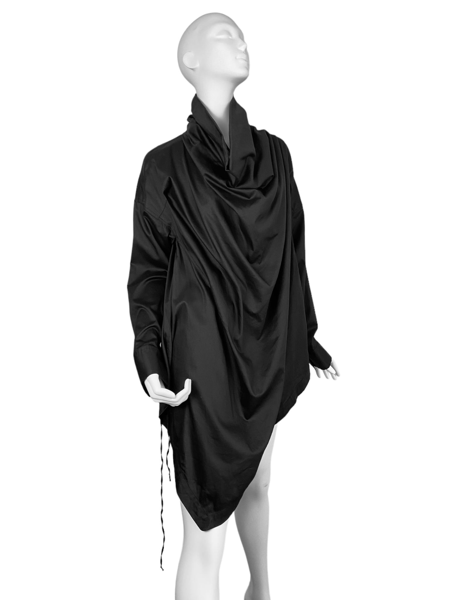 CORA KEMPERMAN 2010s BLACK COWL NECK DRAPED BLOUSE