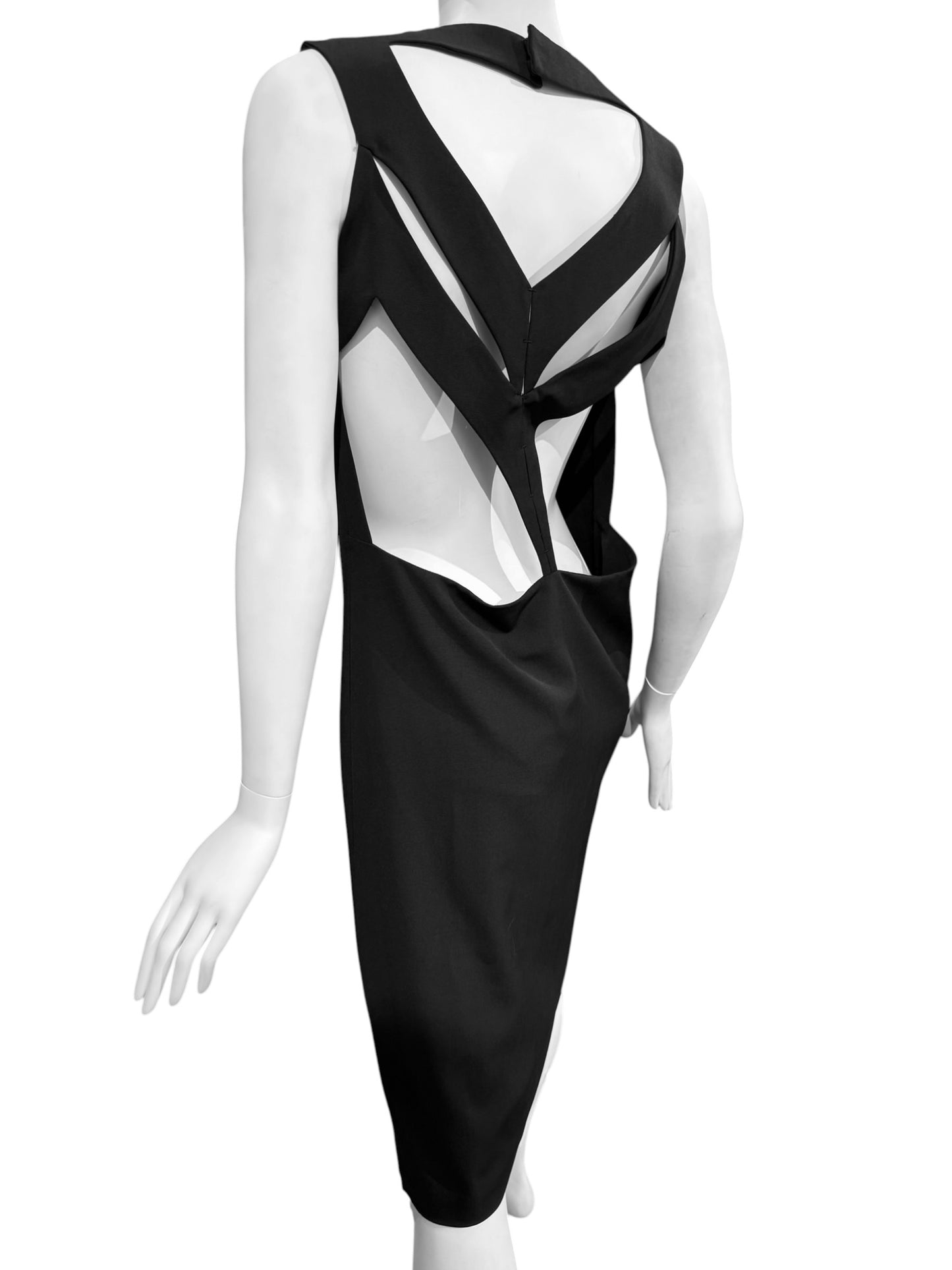 MAISON MARGIELA FW2018 BY JOHN GALLIANO BLACK BACK CUT OUT MIDI DRESS