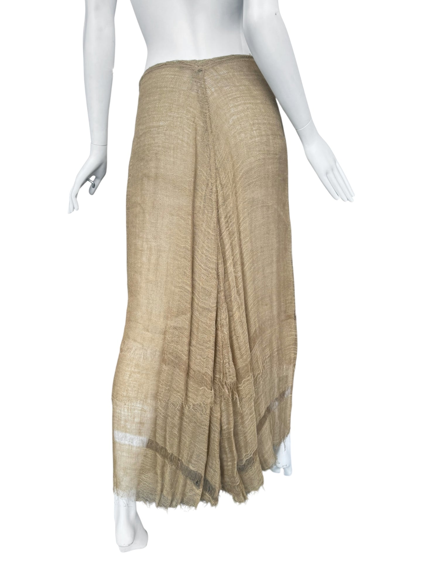 FAYÇAL AMOR SS1993 BEIGE RAW JUTE MAXI SKIRT