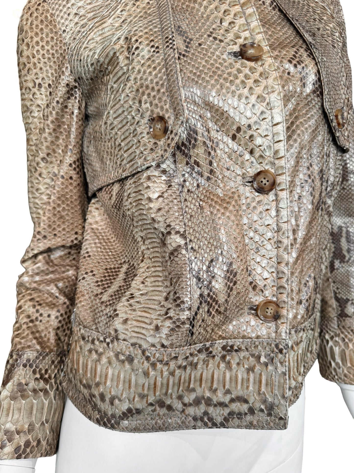 GUCCI RESORT 2011 BY FRIDAY GIANNINI BROWN PYTHON LEATHER JACKET