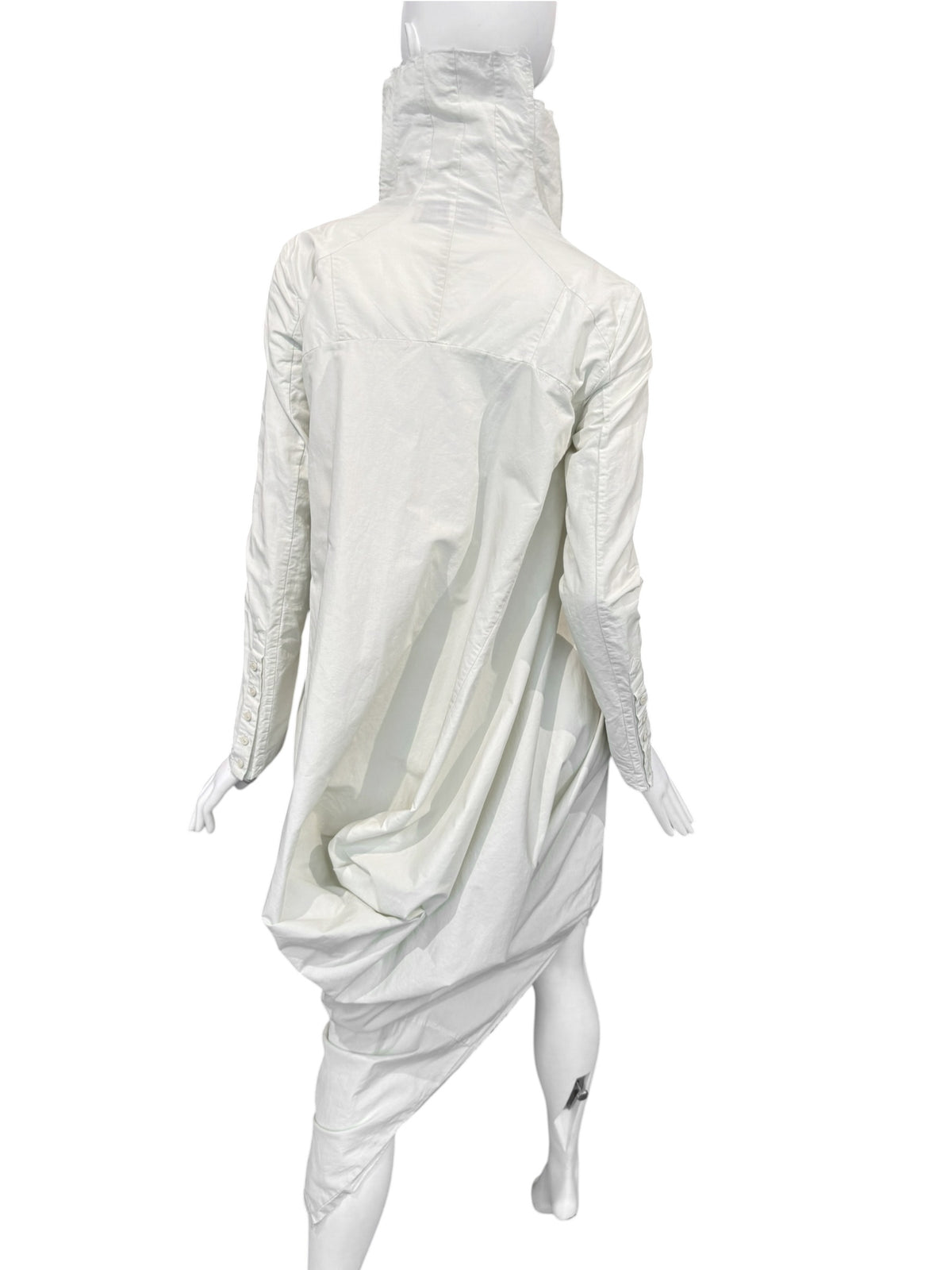MARC LE BIHAN 2020s OFF-WHITE DRAPED HIGH-NECK MAXI DRESS
