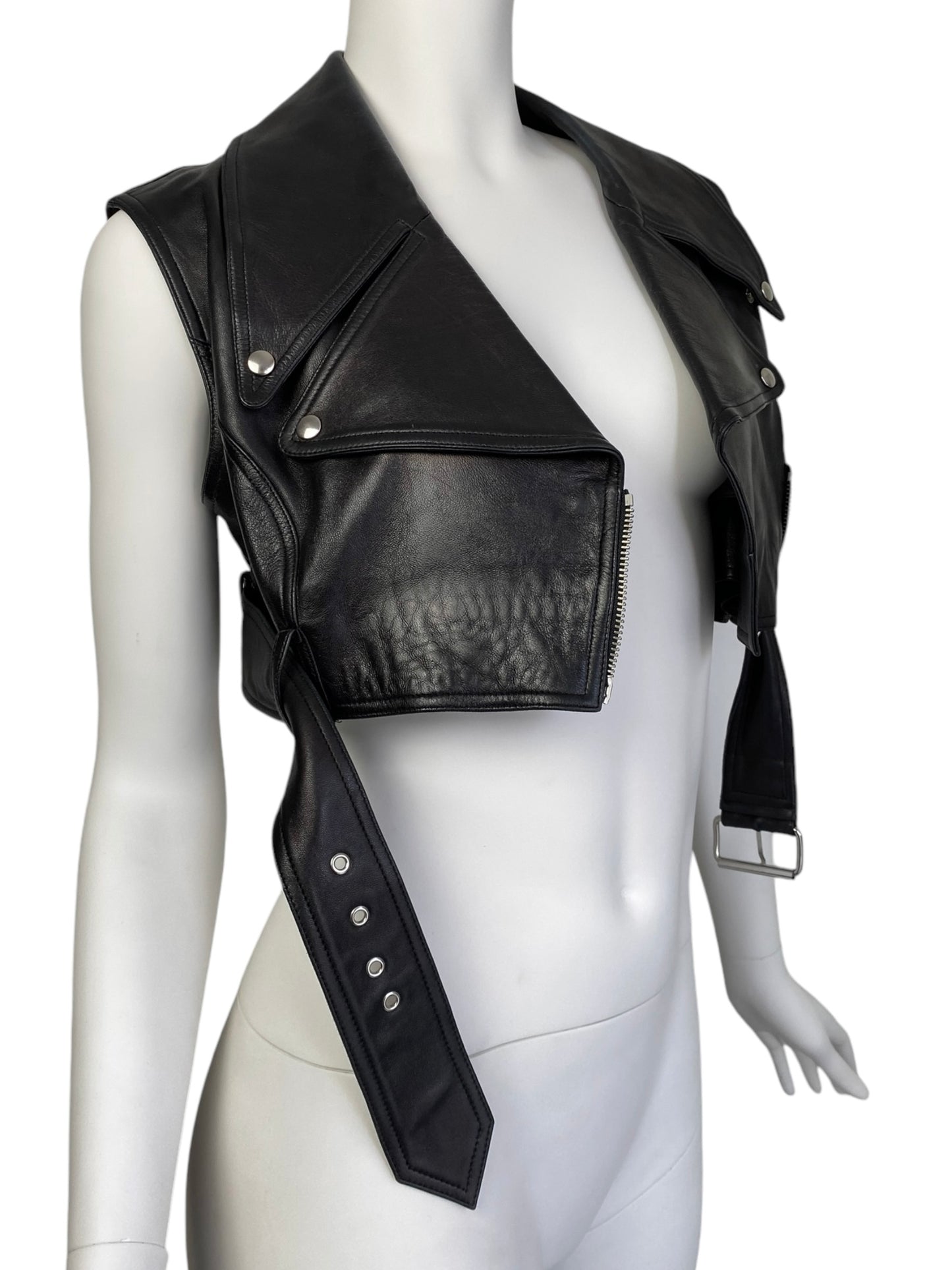 PLEIN SUD SS1990 BLACK LEATHER CROPPED JACKET