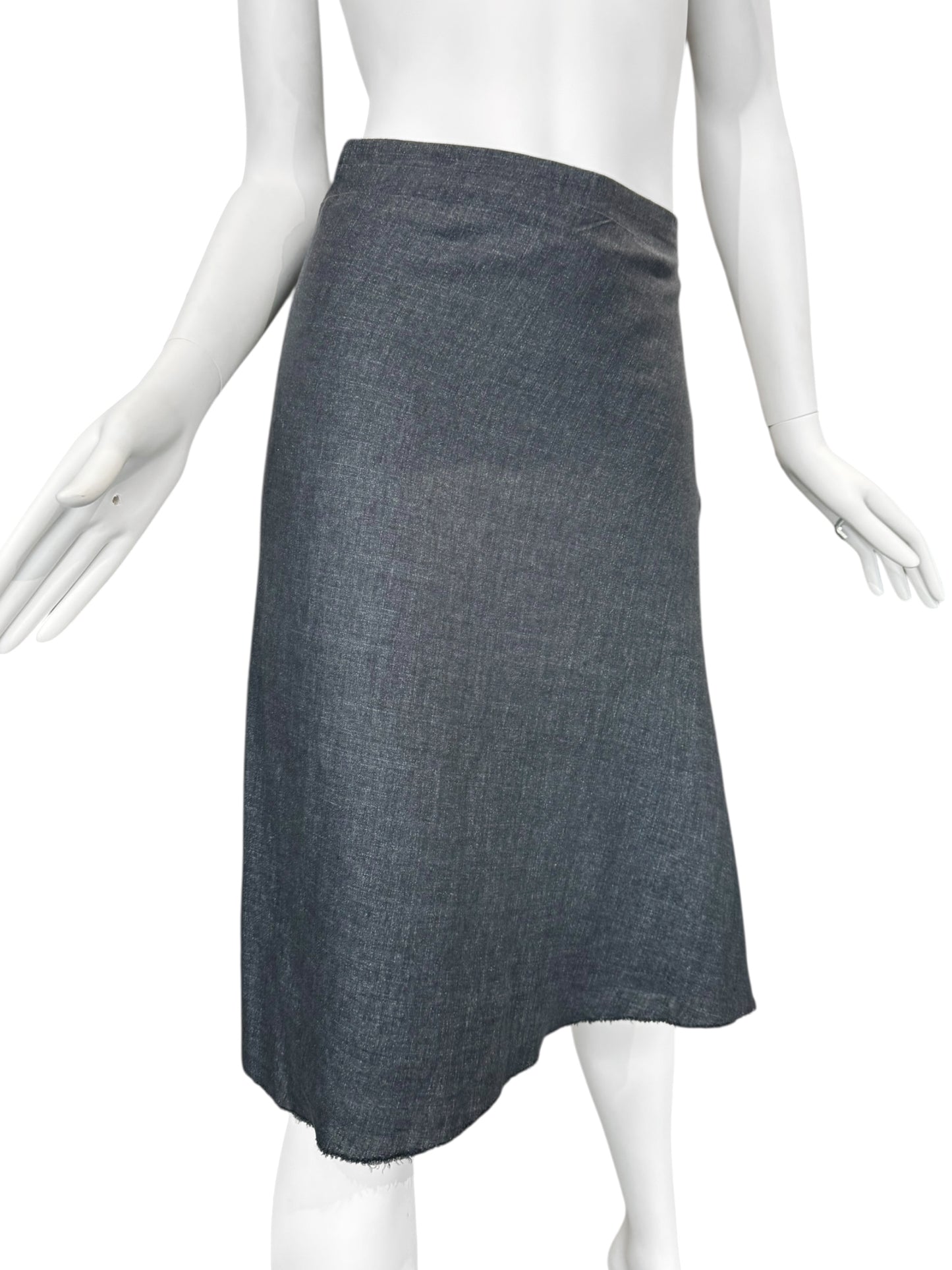 MARC LE BIHAN GREYISH BLUE DENIM MIDI SKIRT