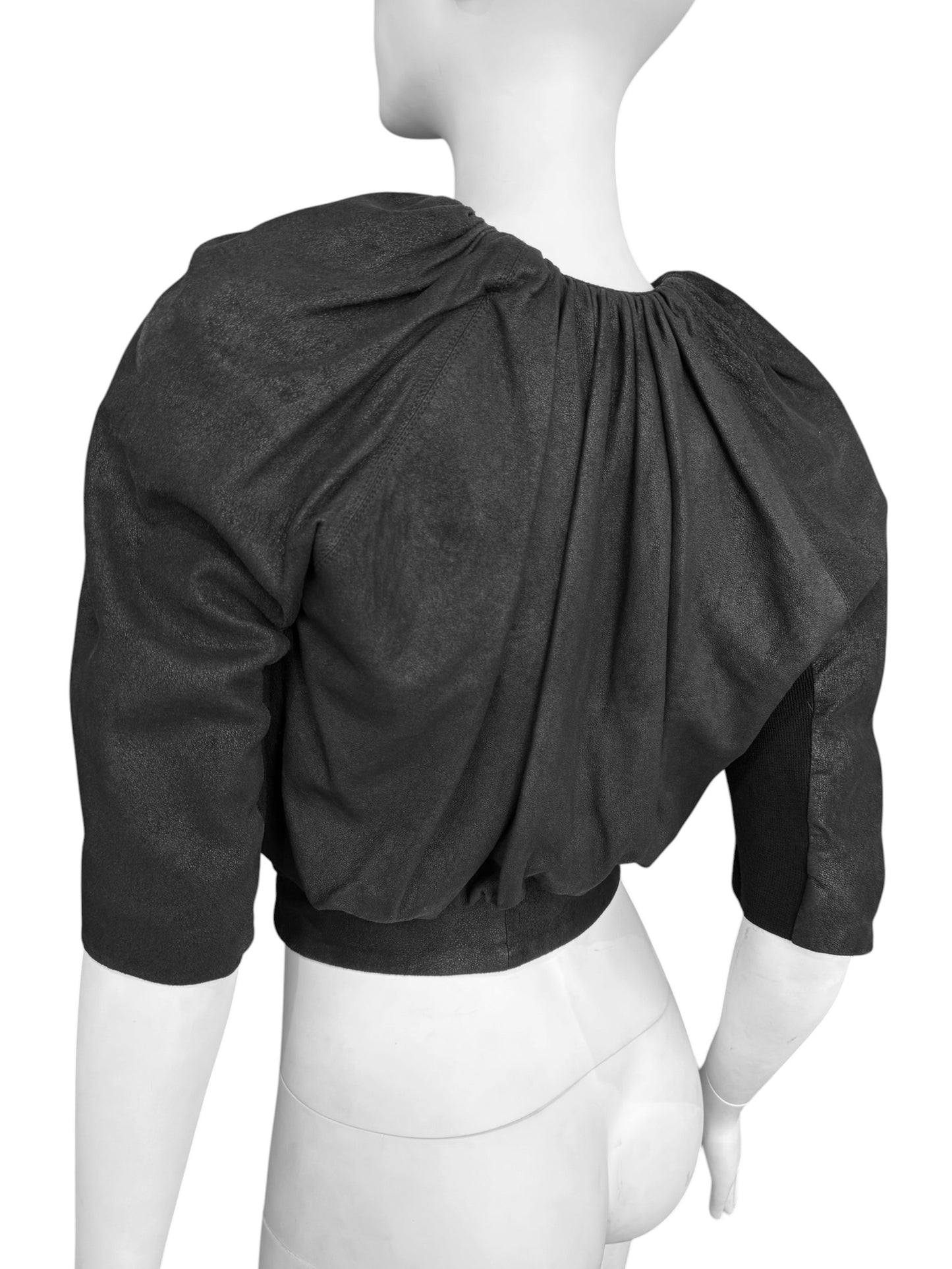 RICK OWENS SS2009 «STRUTTER» BLACK LEATHER BUBBLE JACKET