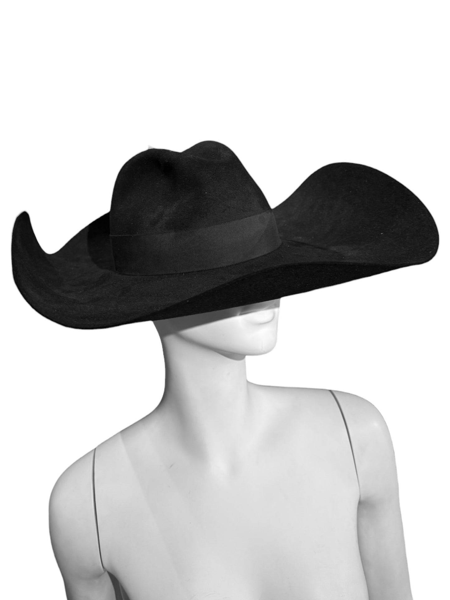 SAINT LAURENT 2010s BY HEDI SLIMANE RABBIT FUR FELT WIDE-BRIM HAT
