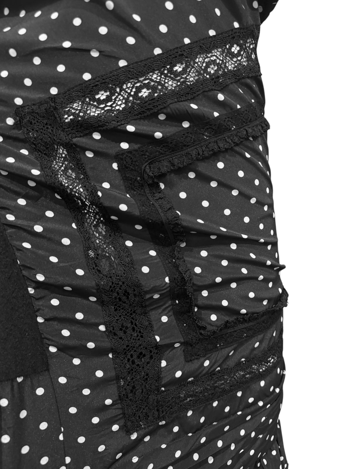 JUNYA WATANABE FW2007 BLACK POLKA DOT TWISTED MIDI DRESS
