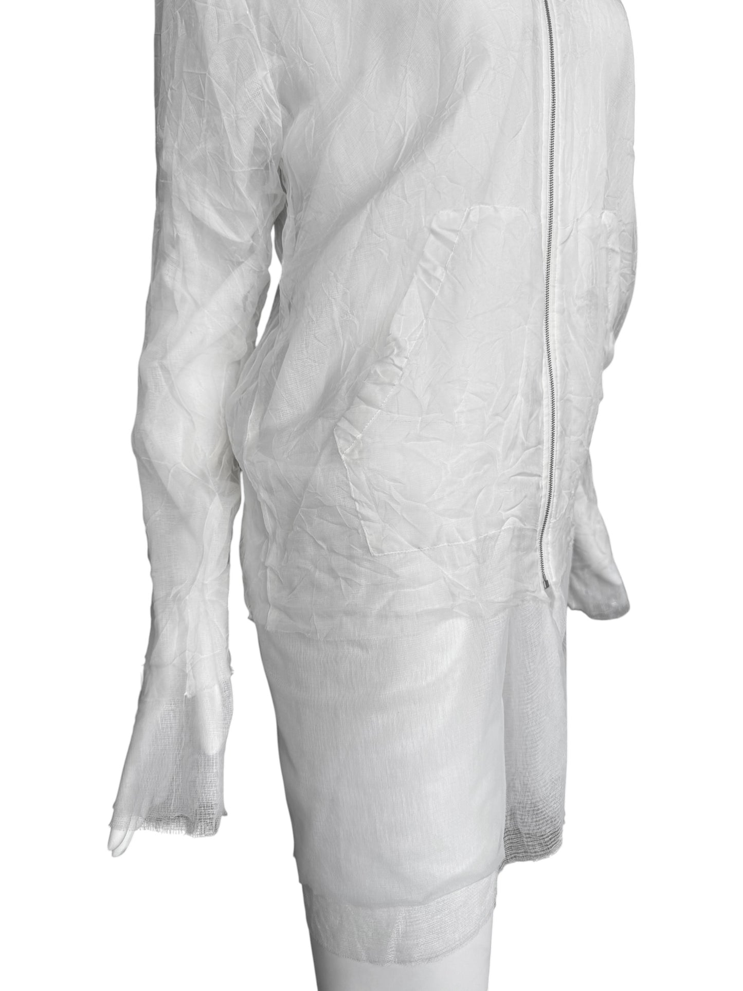 MAISON MARGIELA SS2021 BY JOHN GALLIANO WHITE CREASED LAYERED ZIP TOP