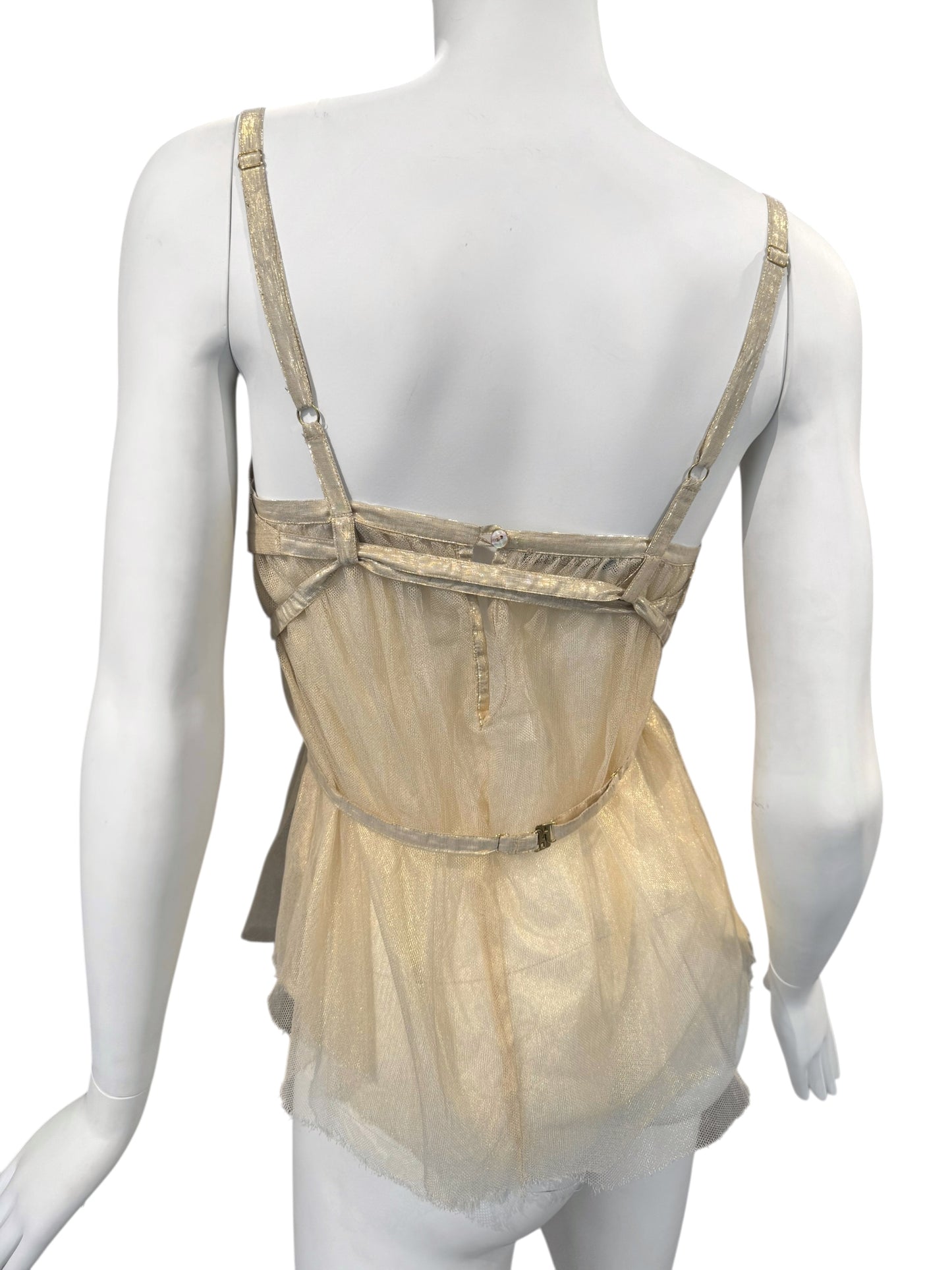 PLEIN SUD 2000s GOLDEN TULLE CAMI TOP