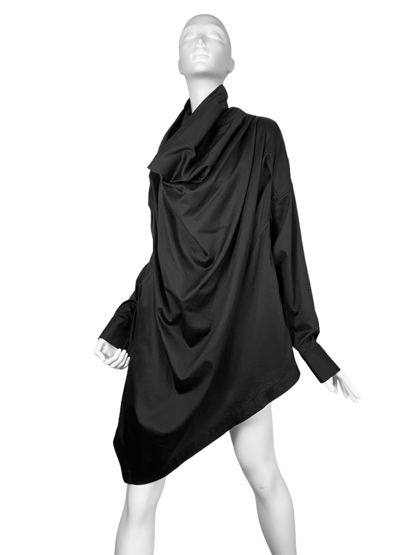 CORA KEMPERMAN 2010s BLACK COWL NECK DRAPED BLOUSE