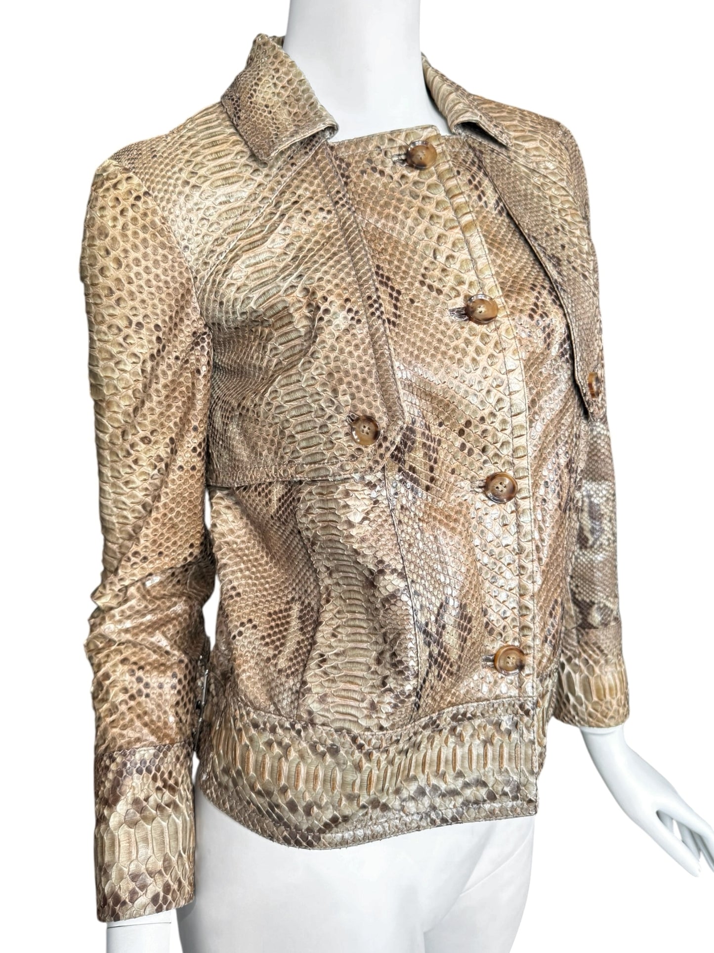 GUCCI RESORT 2011 BY FRIDAY GIANNINI BROWN PYTHON LEATHER JACKET