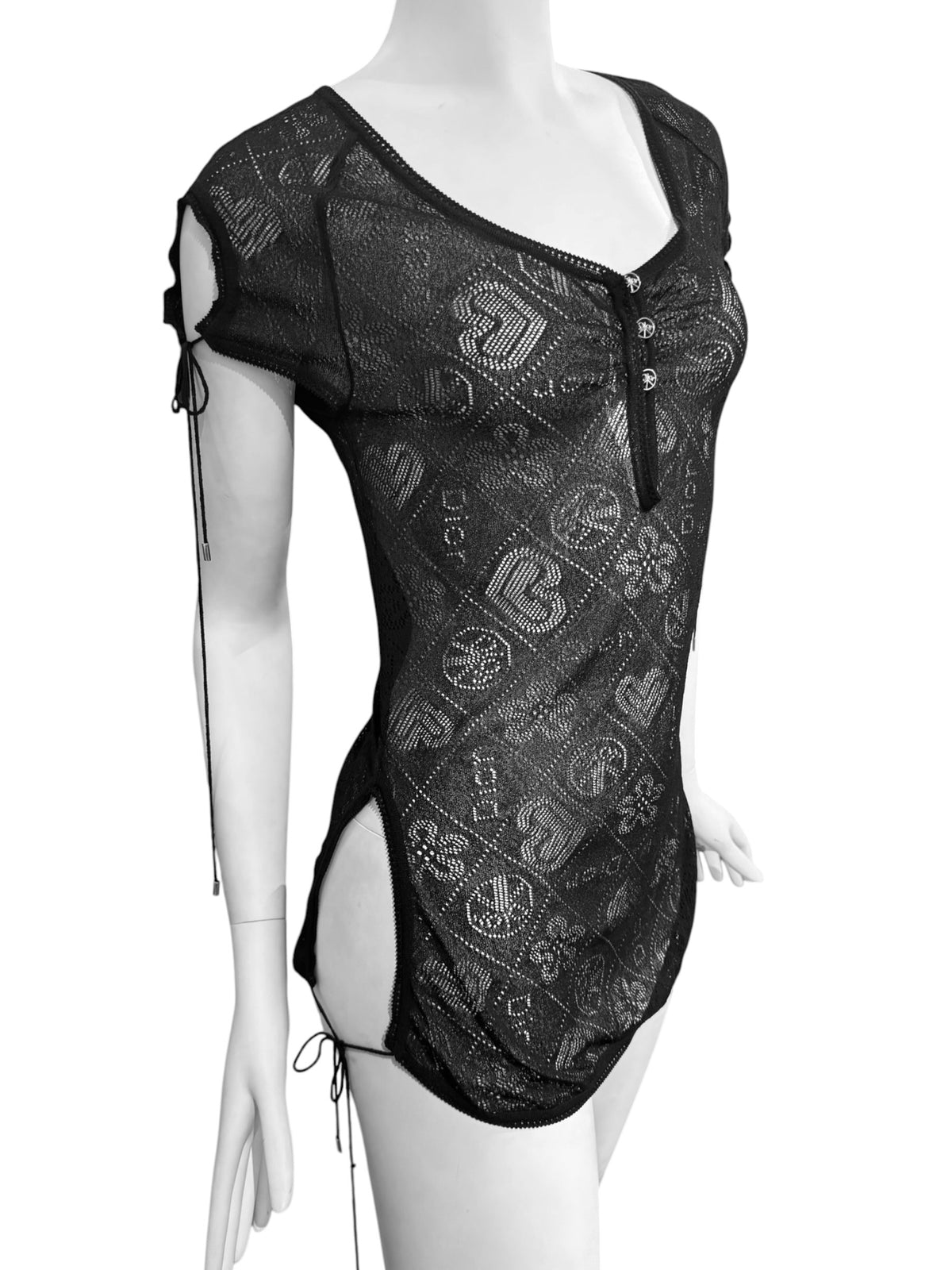 CHRISTIAN DIOR SS2005 BY JOHN GALLIANO BLACK SHEER TOP