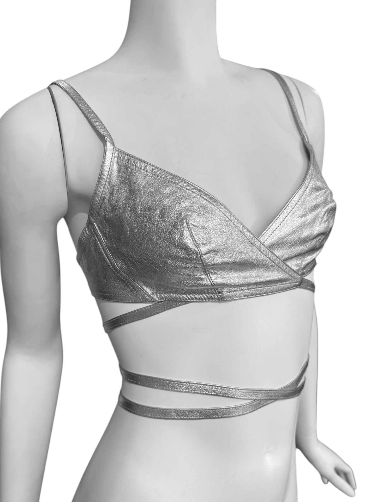 PLEIN SUD SS1995 SILVER LEATHER BRA