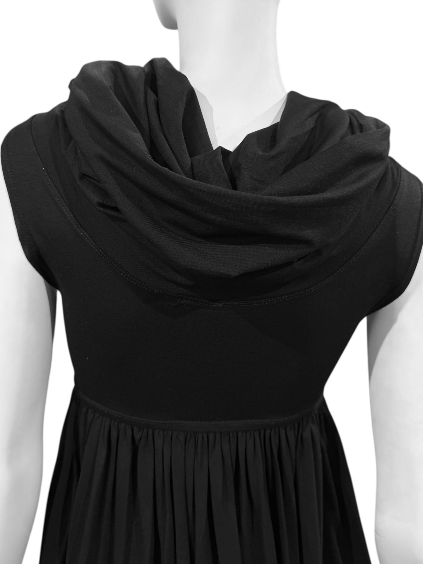 PLEIN SUD 2000s BLACK HOODED MINI DRESS
