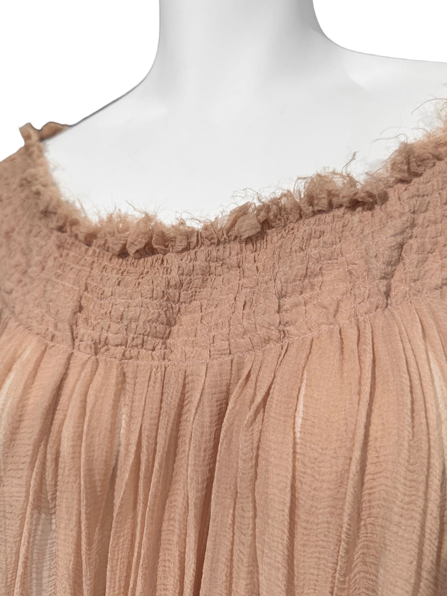 ALEXANDER MCQUEEN SS2003 «IRERE» BLUSH NUDE SILK BLOUSE/DRESS