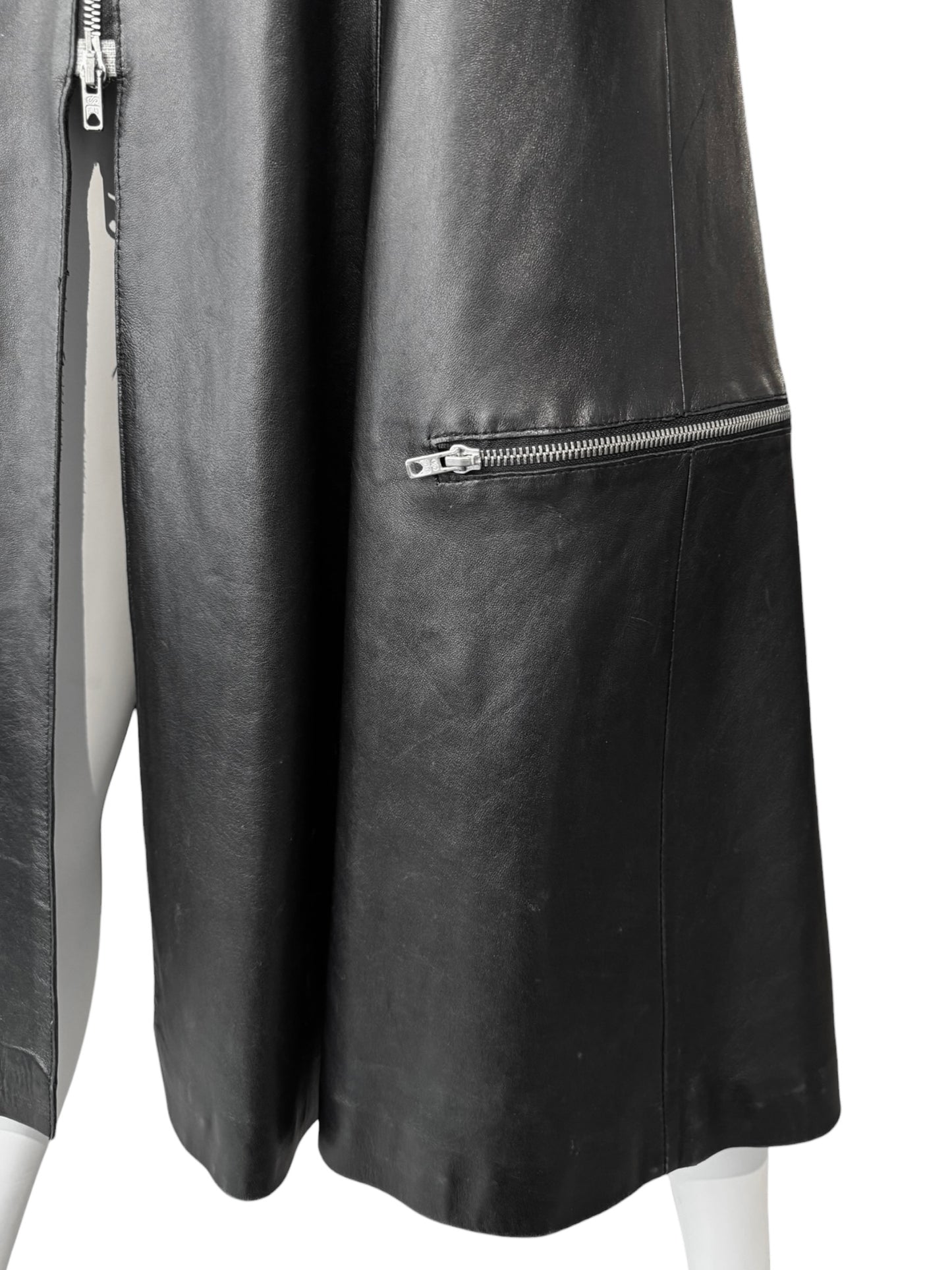 JITROIS 2000s BLACK LEATHER MULTI-ZIP COAT