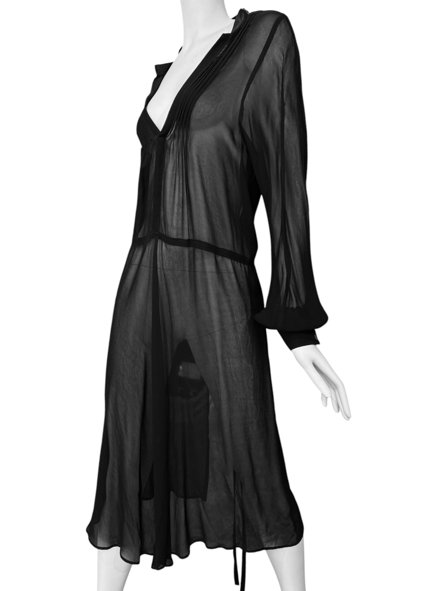 JUNYA WATANABE SS2017 BLACK SHEER OPEN-BACK MIDI DRESS