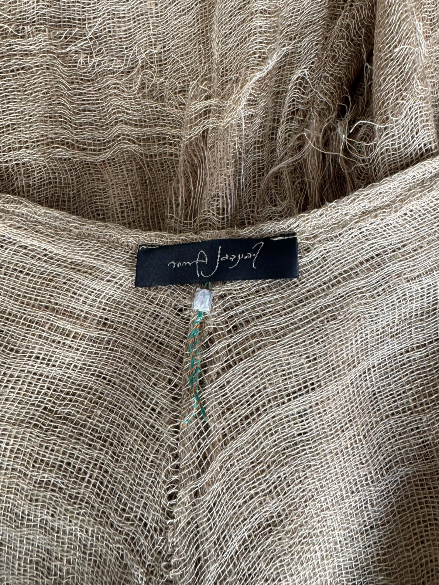 FAYÇAL AMOR SS1993 BEIGE RAW JUTE MAXI SKIRT