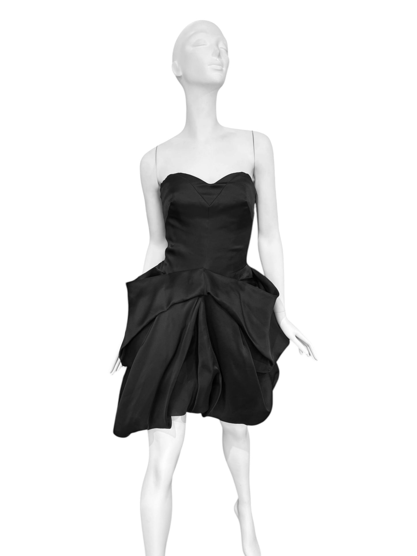 ALEXANDER MCQUEEN SS2009 «NATURAL DIS-TINCTION UN-NATURAL SELECTION» BLACK SILK BUSTIER MINI DRESS
