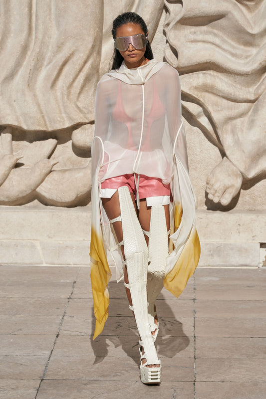 RICK OWENS SS2022 ‘FOGACHINE’ WHITE & YELLOW SILK TOP