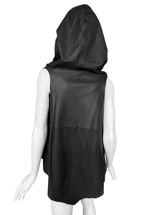 CHRISTOPHE NEKROMANCIÈ 2000s BLACK LEATHER HOODED VEST