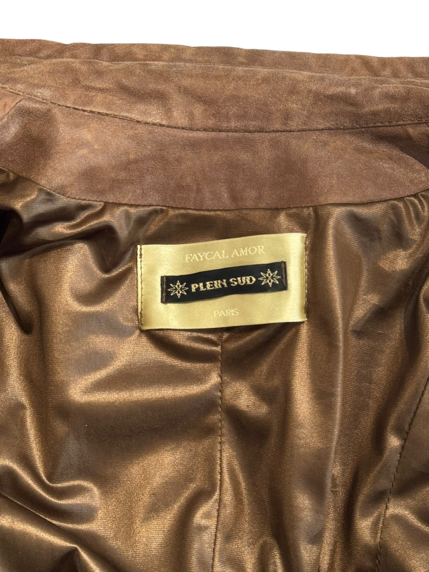 PLEIN SUD FW2002 BROWN LEATHER LACE-UP CAGE JACKET