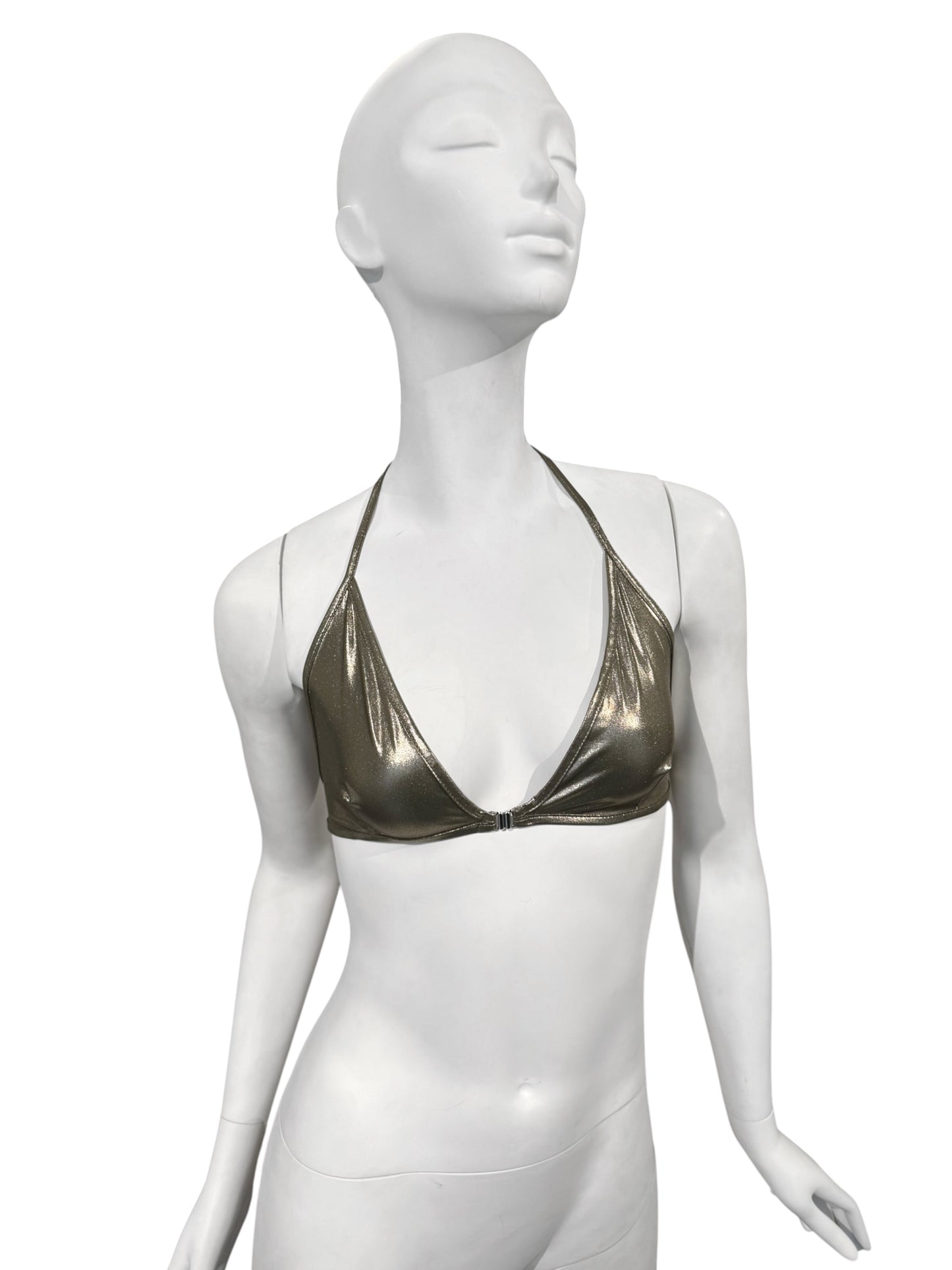 RICK OWENS SS2020 «TECUATL» METALLIC GREEN HALTER BRA TOP
