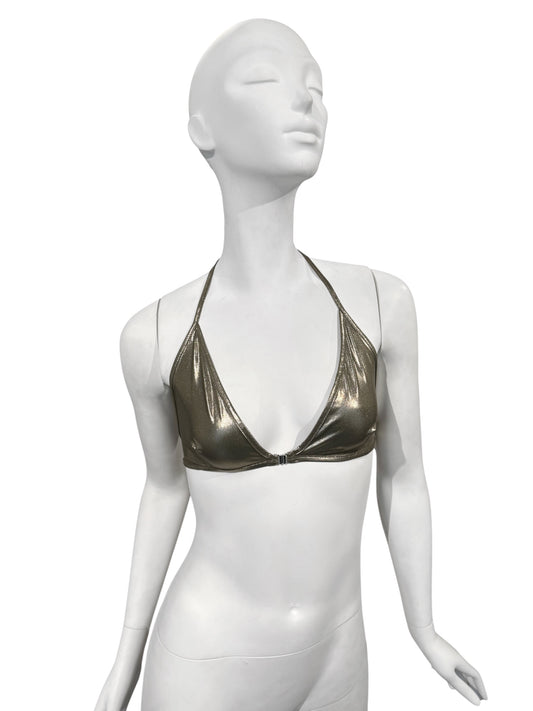 RICK OWENS SS2020 «TECUATL» METALLIC GREEN HALTER BRA TOP