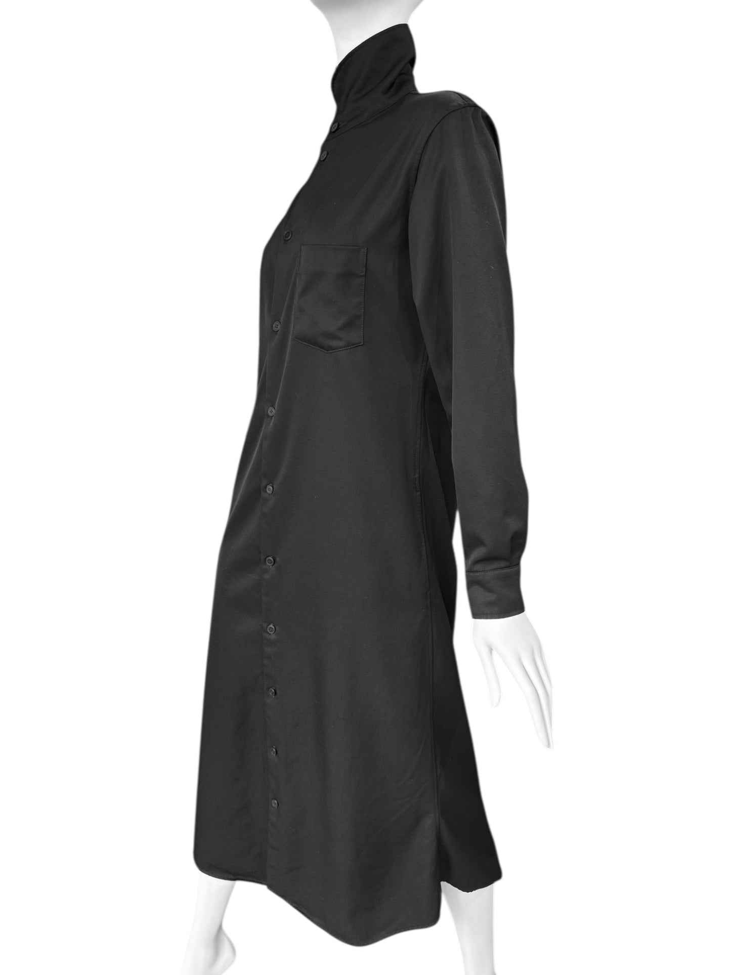 Y’S YOHJI YAMAMOTO 2010s BLACK HIGH COLLAR MAXI DRESS/COAT