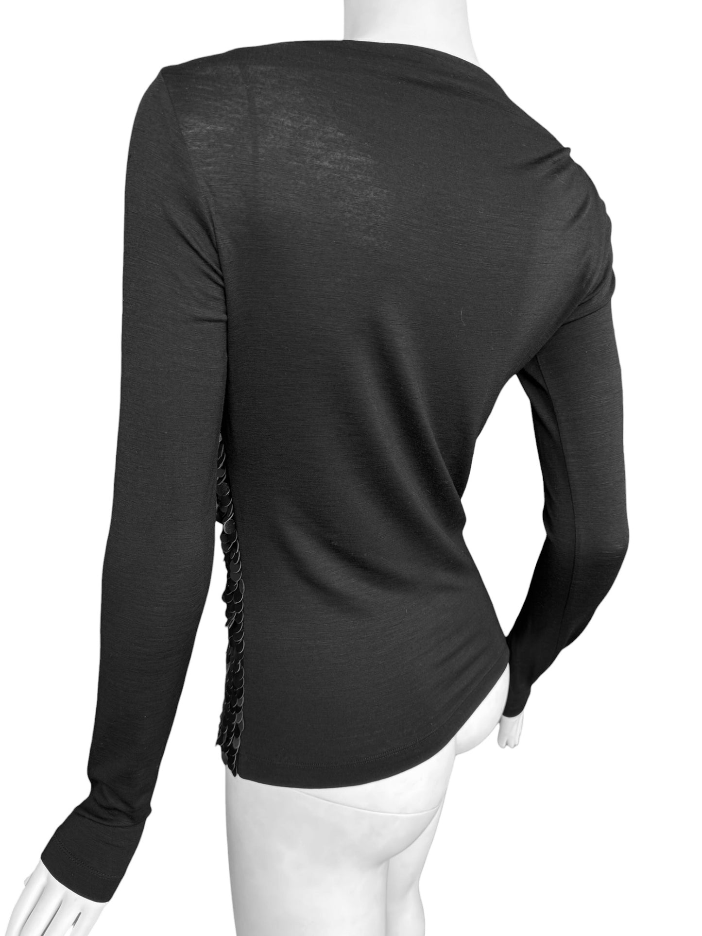 PLEIN SUD FW2001 BLACK LEATHER EMBROIDERED TOP
