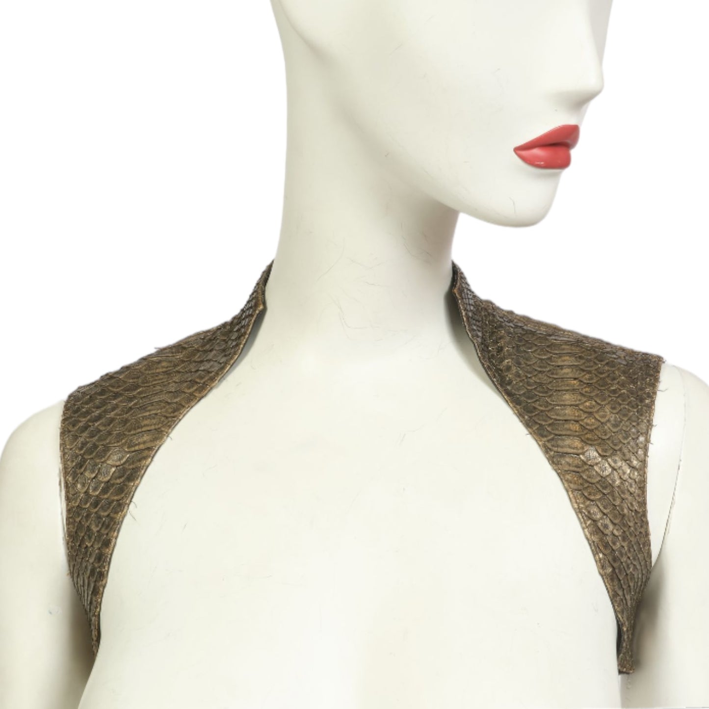 JITROIS 2000s OLD GOLD PYTHON LEATHER BOLERO