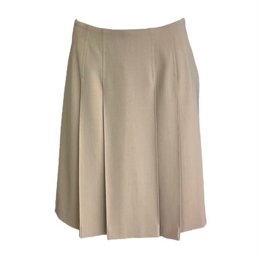 PLEIN SUD 2000s BEIGE PLEATED MIDI SKIRT