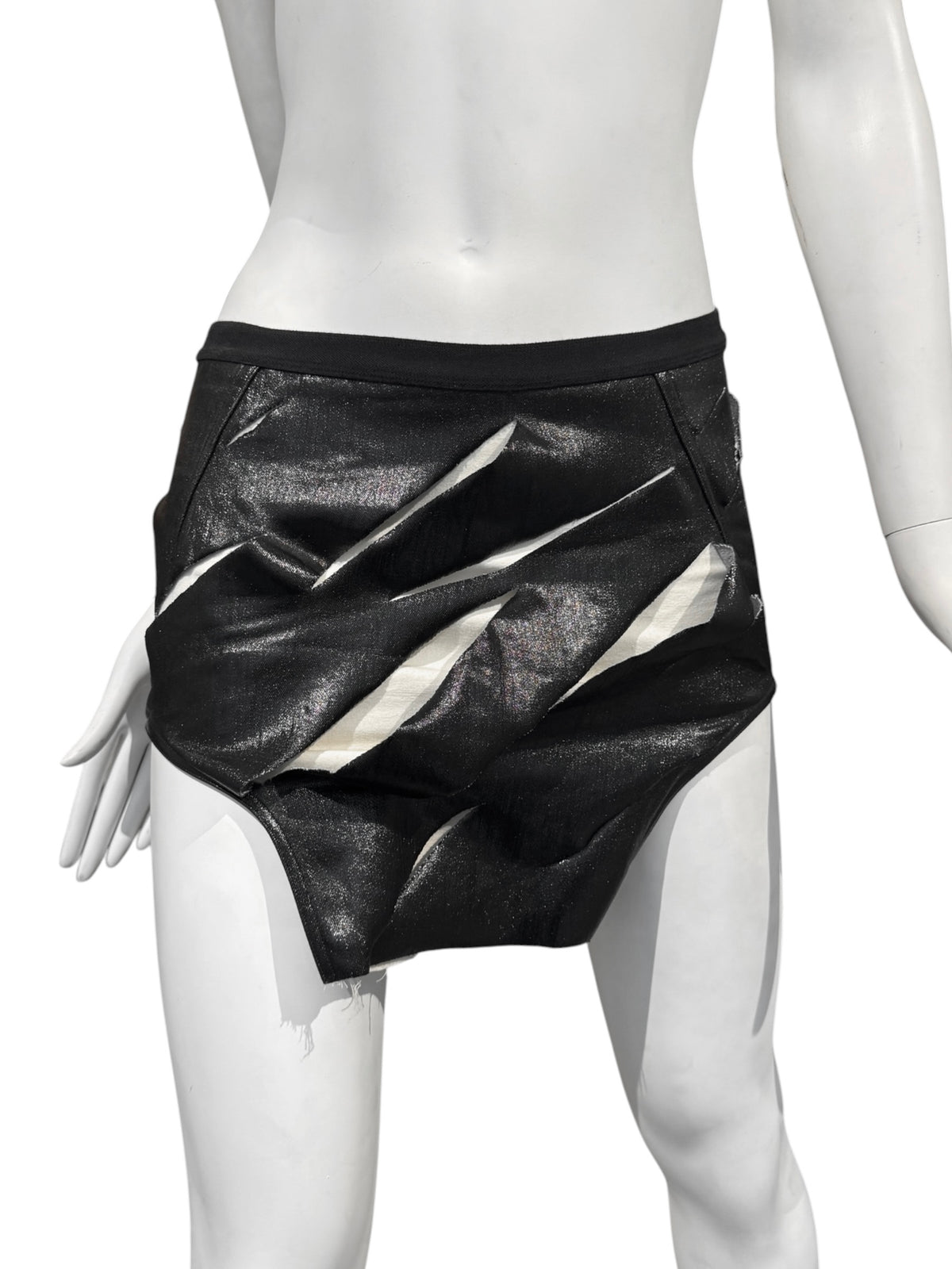 RICK OWENS FW2021 ‘GETHSEMANE’ BLACK RIPPED MINI SKIRT