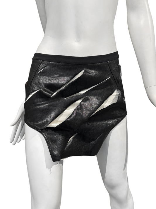 RICK OWENS FW2021 ‘GETHSEMANE’ BLACK RIPPED MINI SKIRT