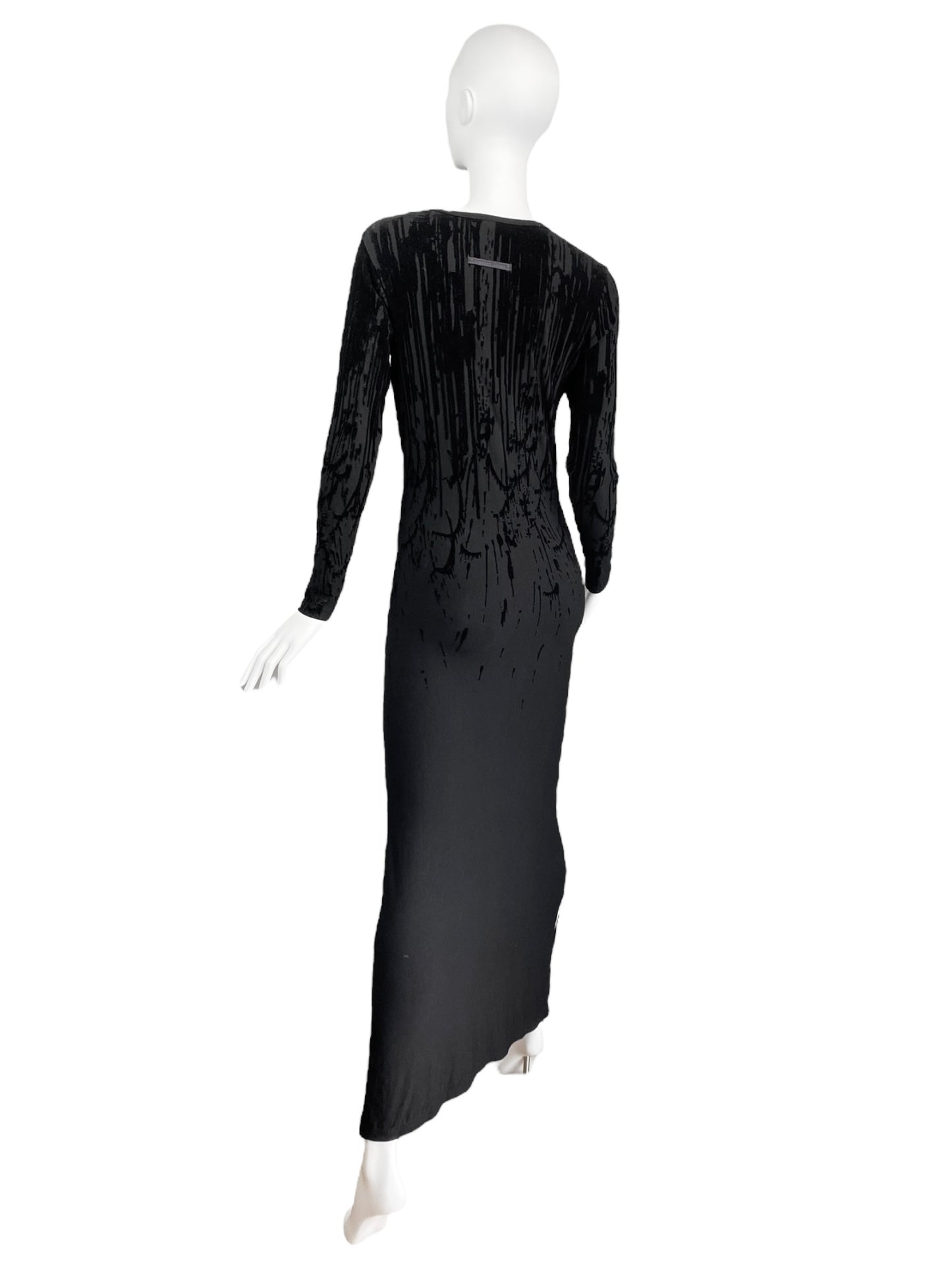 JEAN-PAUL GAULTIER FW1998 BLACK VELVET BLOOD DRIP MAXI DRESS