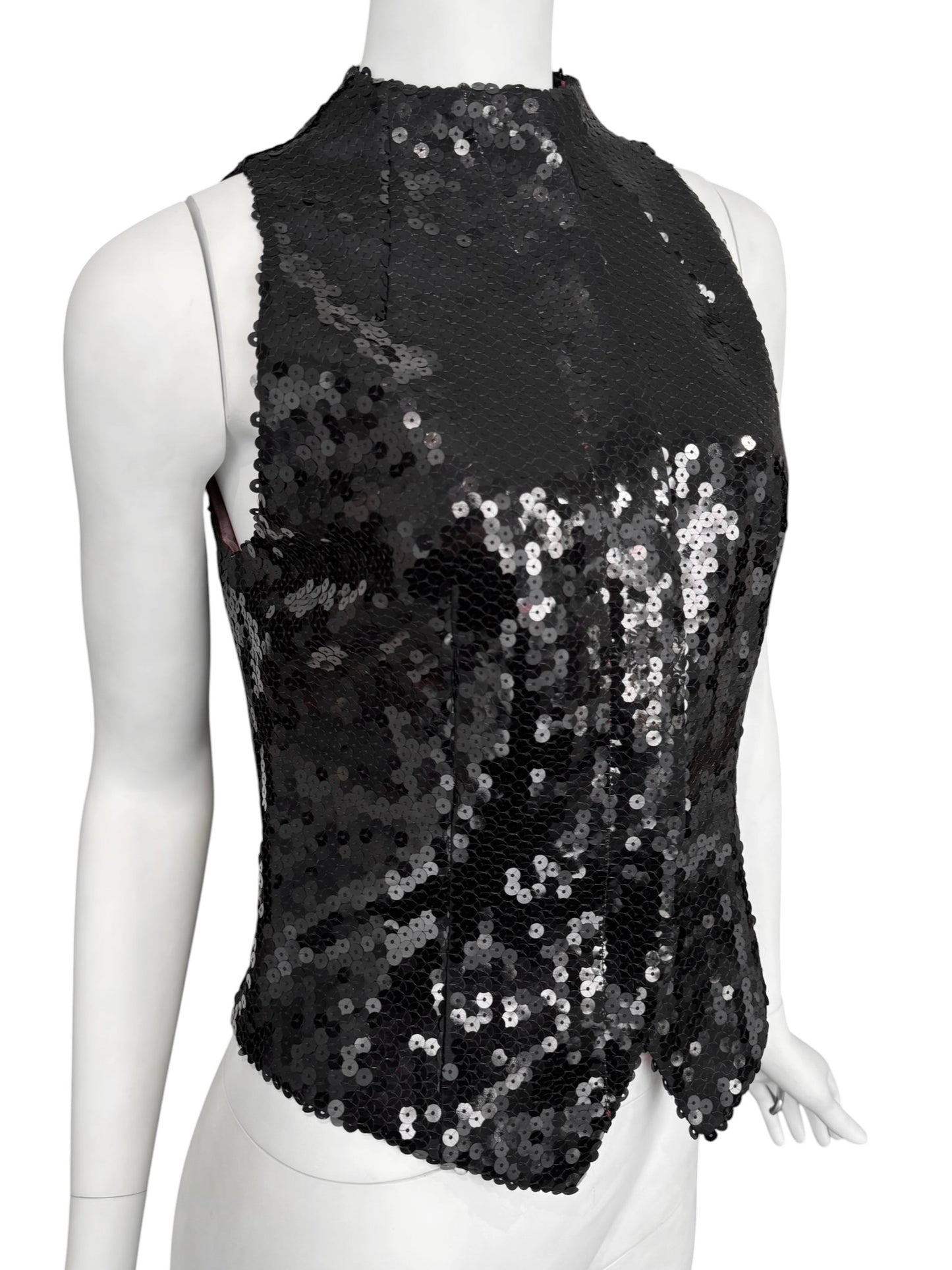 ALEXANDER MCQUEEN FW1998 ‘JOAN’ BLACK SEQUINS VEST