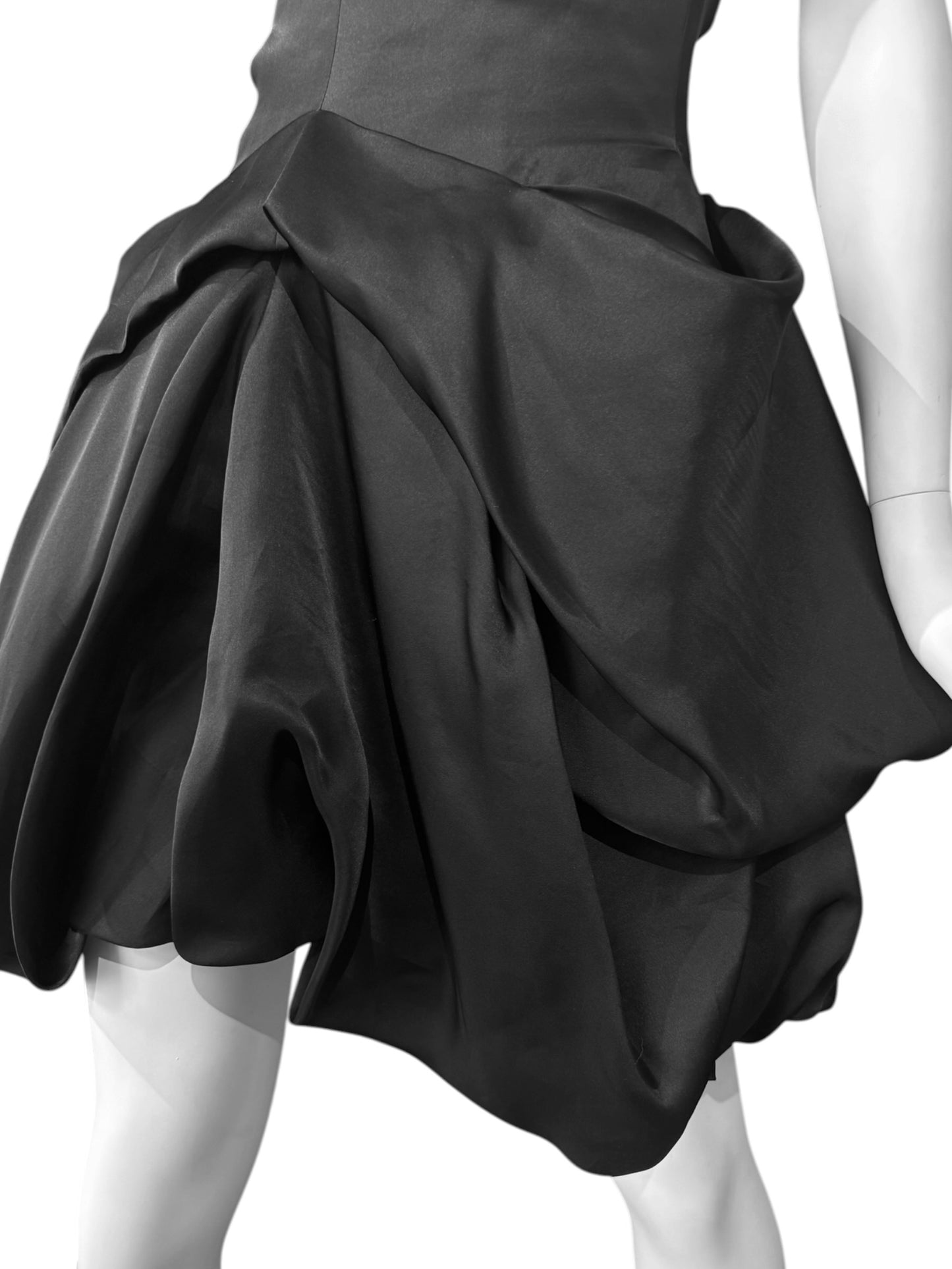 ALEXANDER MCQUEEN SS2009 «NATURAL DIS-TINCTION UN-NATURAL SELECTION» BLACK SILK BUSTIER MINI DRESS