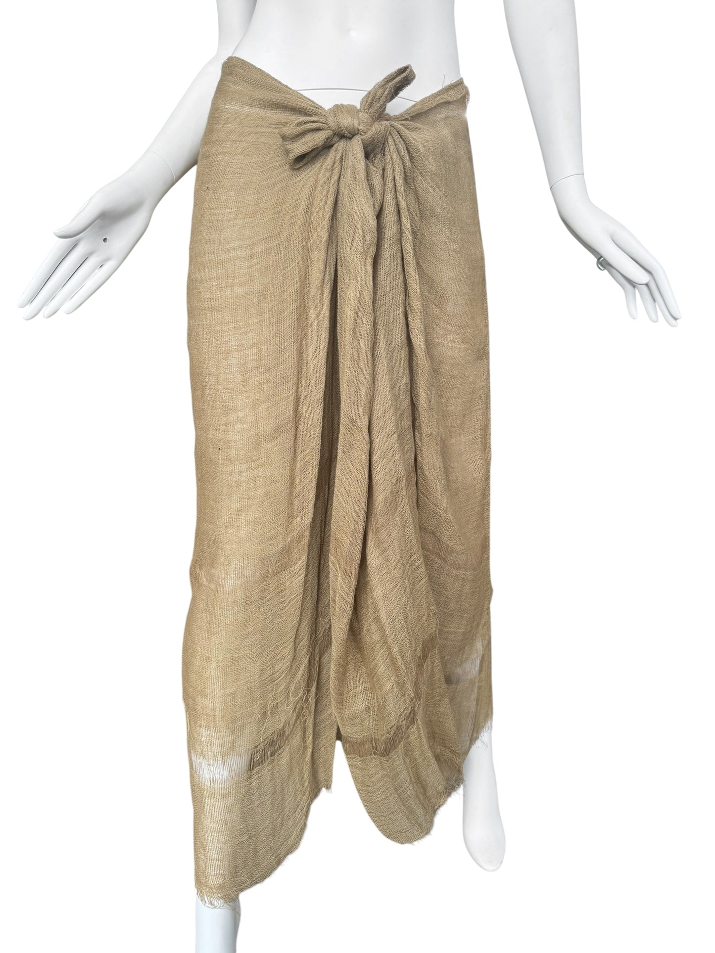 FAYÇAL AMOR SS1993 BEIGE RAW JUTE MAXI SKIRT