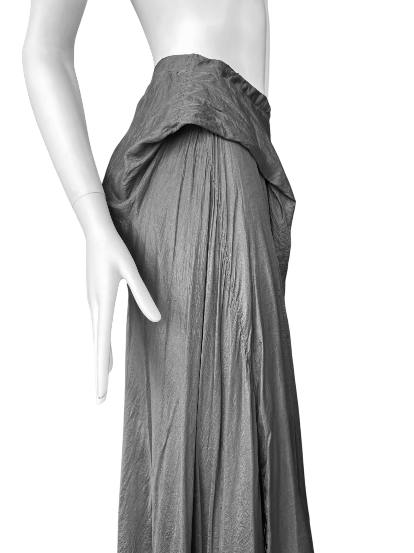 MARC LE BIHAN 2020s GREY SILK MAXI SKIRT